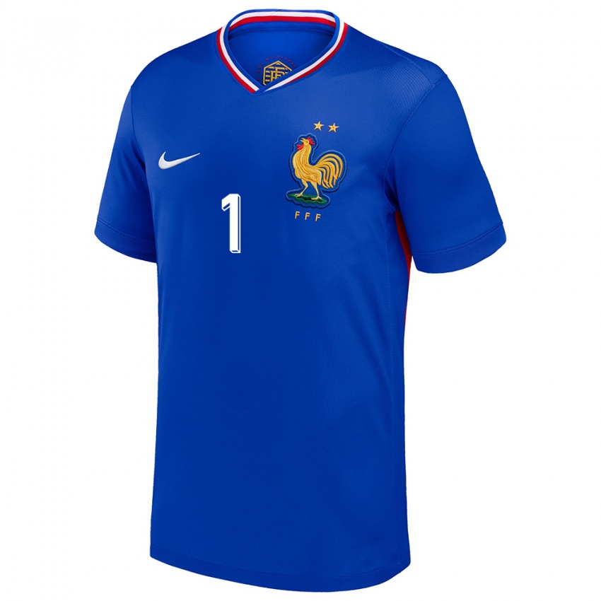 Kinder Frankreich Hugo Lloris #1 Blau Heimtrikot Trikot 24-26 T-Shirt Belgien