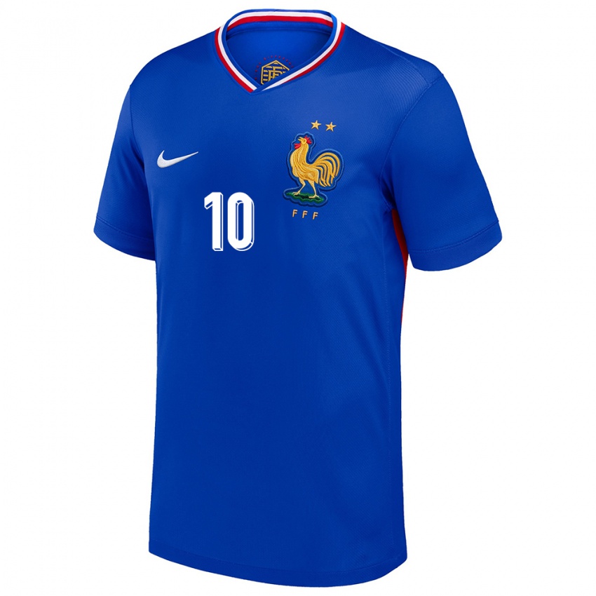 Kinder Frankreich Rayan Cherki #10 Blau Heimtrikot Trikot 24-26 T-Shirt Belgien