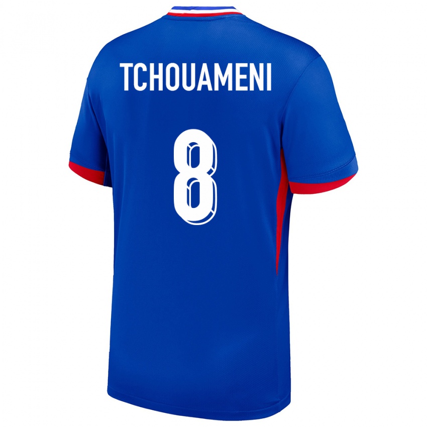 Kinder Frankreich Aurelien Tchouameni #8 Blau Heimtrikot Trikot 24-26 T-Shirt Belgien