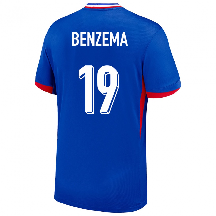 Enfant Maillot France Karim Benzema #19 Bleu Tenues Domicile 24-26 T-Shirt Belgique