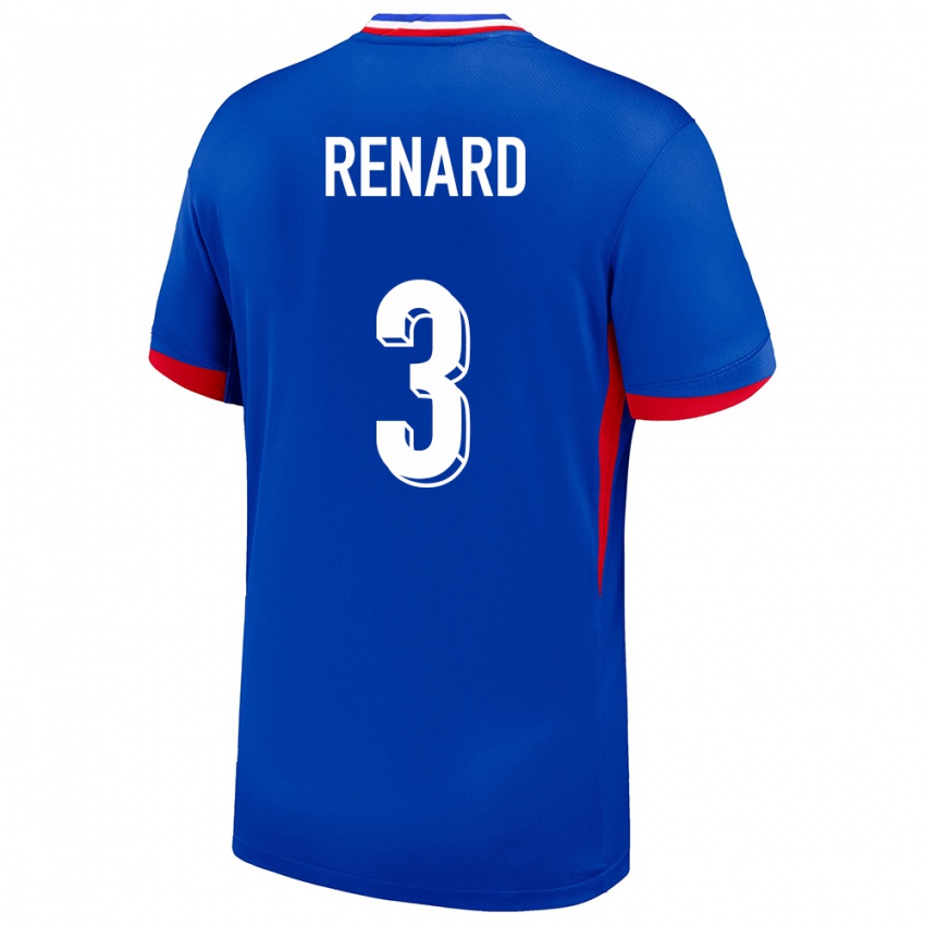 Kinder Frankreich Wendie Renard #3 Blau Heimtrikot Trikot 24-26 T-Shirt Belgien