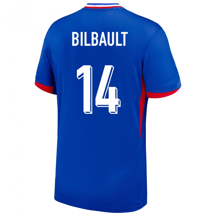 Enfant Maillot France Charlotte Bilbault #14 Bleu Tenues Domicile 24-26 T-Shirt Belgique