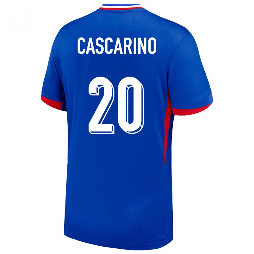 Kinder Frankreich Delphine Cascarino #20 Blau Heimtrikot Trikot 24-26 T-Shirt Belgien