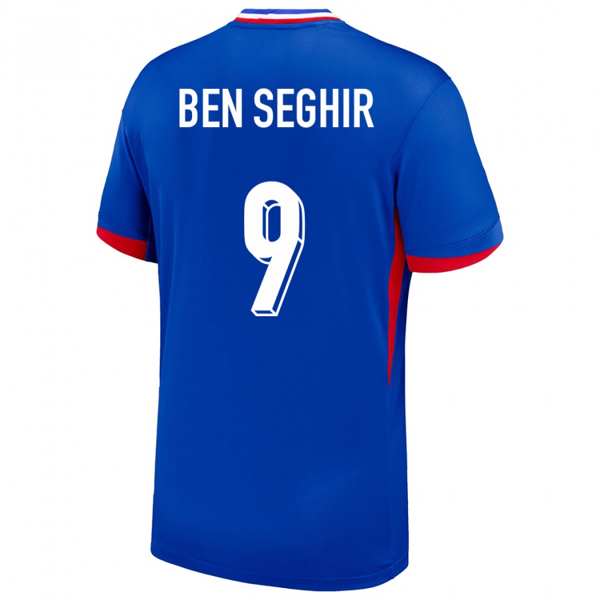 Kinder Frankreich Salim Ben Seghir #9 Blau Heimtrikot Trikot 24-26 T-Shirt Belgien