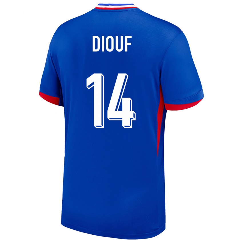 Kinder Frankreich Andy Diouf #14 Blau Heimtrikot Trikot 24-26 T-Shirt Belgien