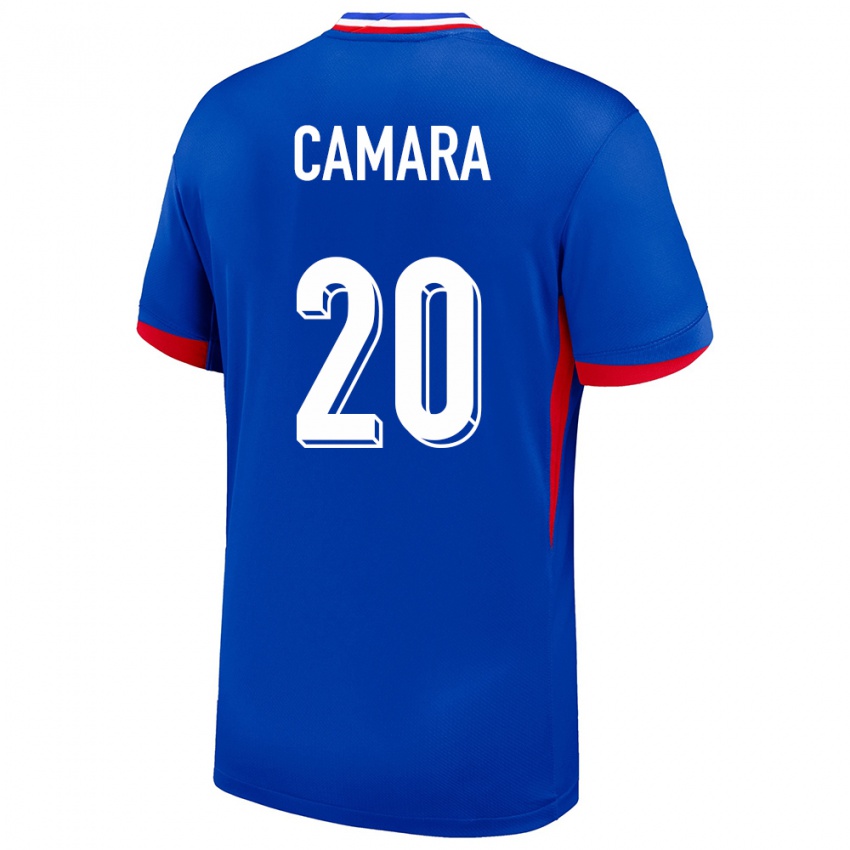 Kinder Frankreich Ousmane Camara #20 Blau Heimtrikot Trikot 24-26 T-Shirt Belgien