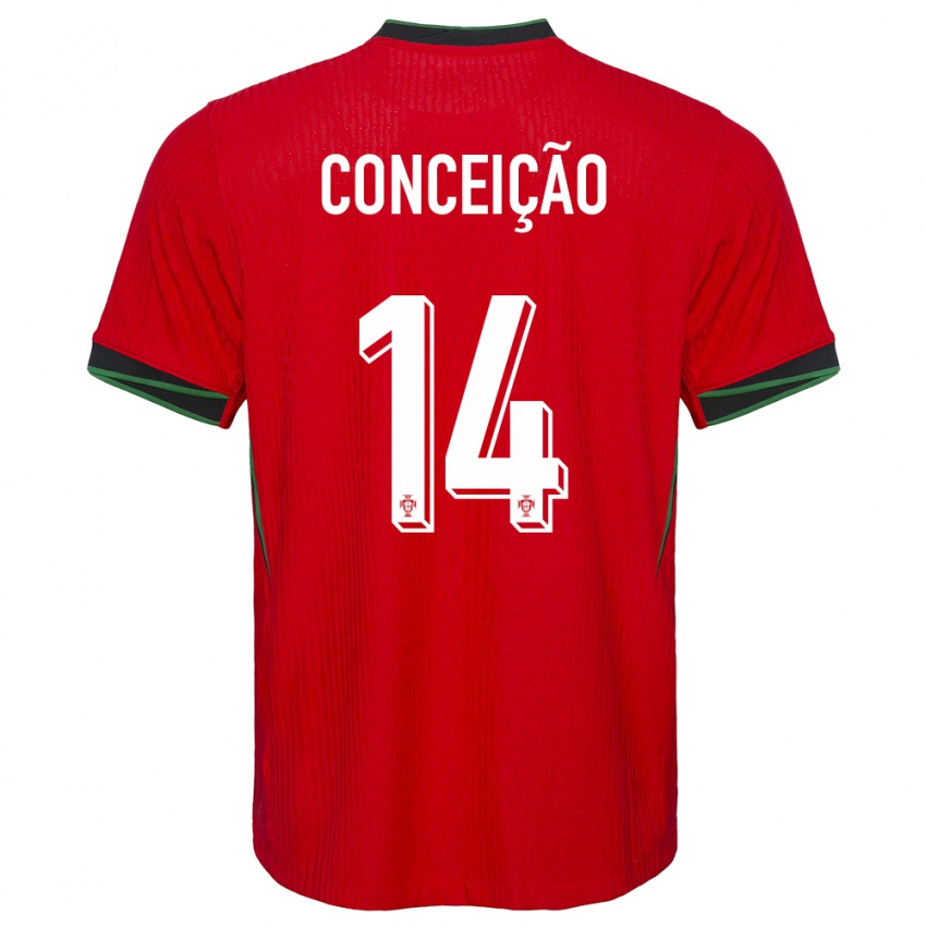 Enfant Maillot Portugal Rodrigo Conceicao #14 Rouge Tenues Domicile 24-26 T-Shirt Belgique