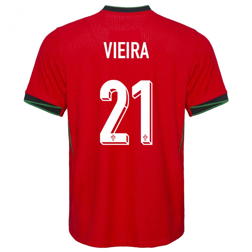 Kinder Portugal Fabio Vieira #21 Rot Heimtrikot Trikot 24-26 T-Shirt Belgien