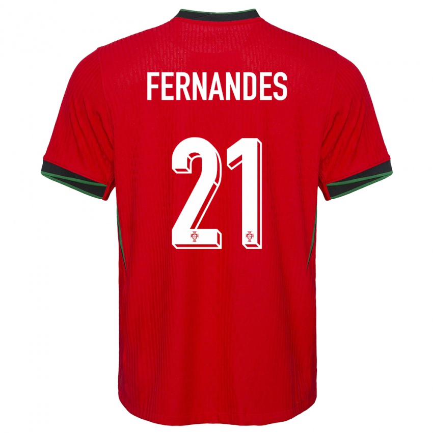 Kinder Portugal Mateus Fernandes #21 Rot Heimtrikot Trikot 24-26 T-Shirt Belgien