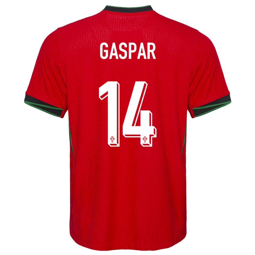 Enfant Maillot Portugal Guilherme Gaspar #14 Rouge Tenues Domicile 24-26 T-Shirt Belgique