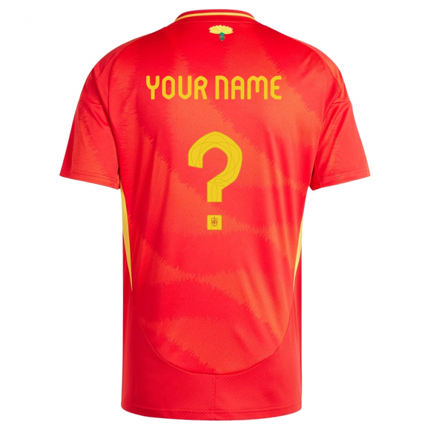 Kinderen Spanje Uw Naam #0 Rood Thuisshirt Thuistenue 24-26 T-Shirt België