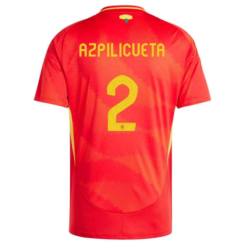 Enfant Maillot Espagne Cesar Azpilicueta #2 Rouge Tenues Domicile 24-26 T-Shirt Belgique