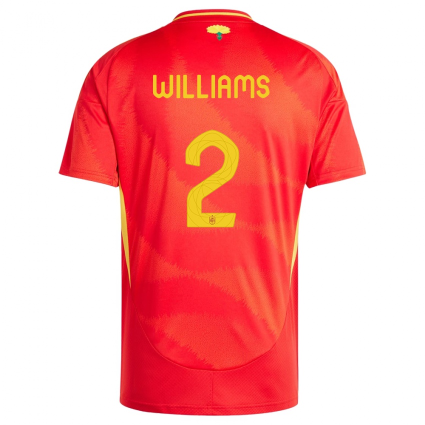 Kinder Spanien Nico Williams #2 Rot Heimtrikot Trikot 24-26 T-Shirt Belgien
