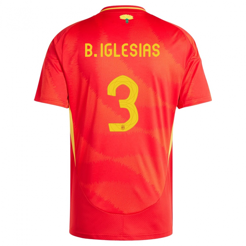 Kinder Spanien Borja Iglesias #3 Rot Heimtrikot Trikot 24-26 T-Shirt Belgien