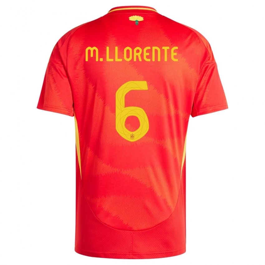 Kinderen Spanje Marcos Llorente #6 Rood Thuisshirt Thuistenue 24-26 T-Shirt België
