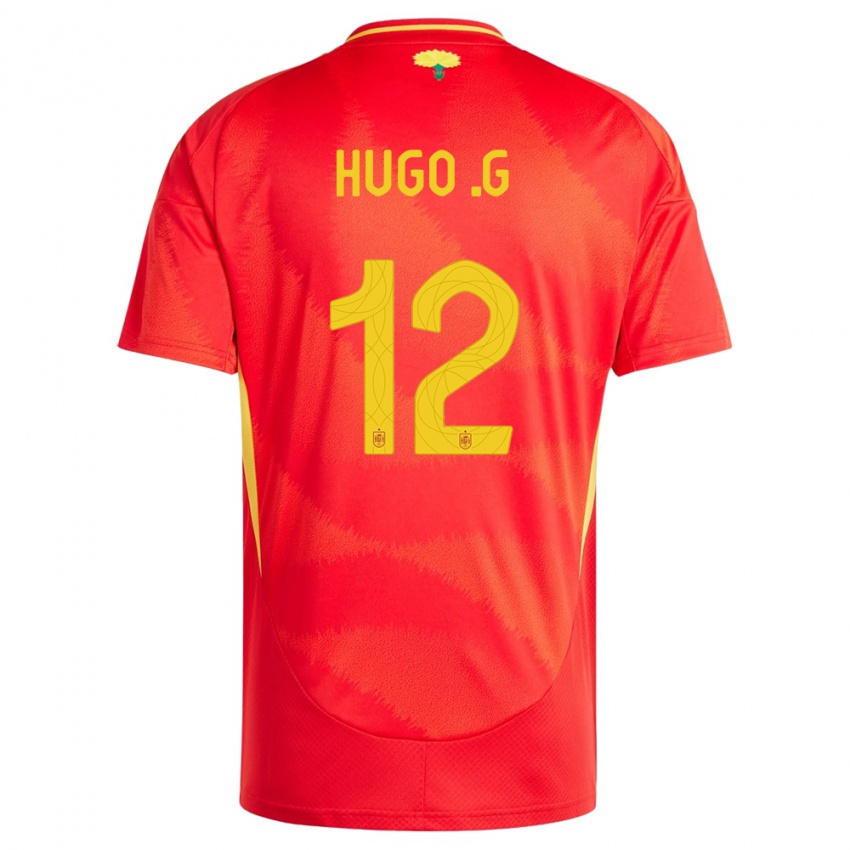 Enfant Maillot Espagne Hugo Guillamon #12 Rouge Tenues Domicile 24-26 T-Shirt Belgique