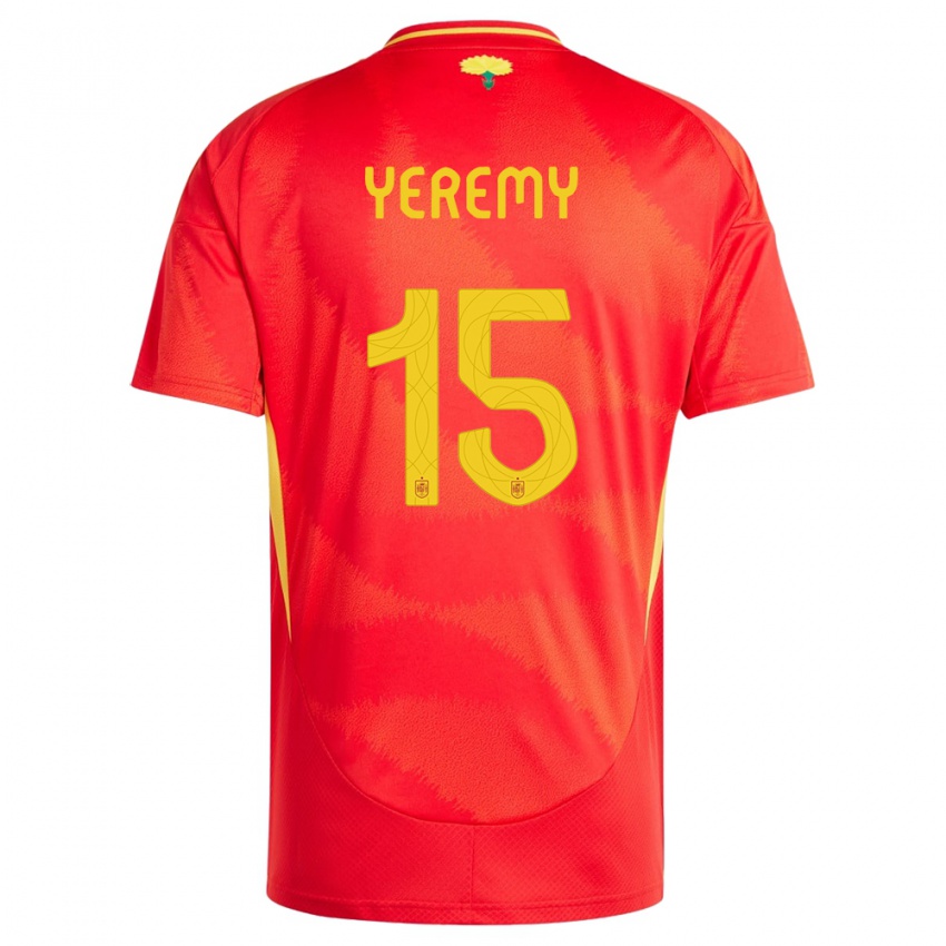 Kinder Spanien Yeremy Pino #15 Rot Heimtrikot Trikot 24-26 T-Shirt Belgien