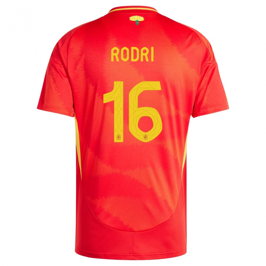 Enfant Maillot Espagne Rodri #16 Rouge Tenues Domicile 24-26 T-Shirt Belgique