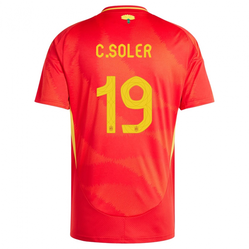 Kinder Spanien Carlos Soler #19 Rot Heimtrikot Trikot 24-26 T-Shirt Belgien