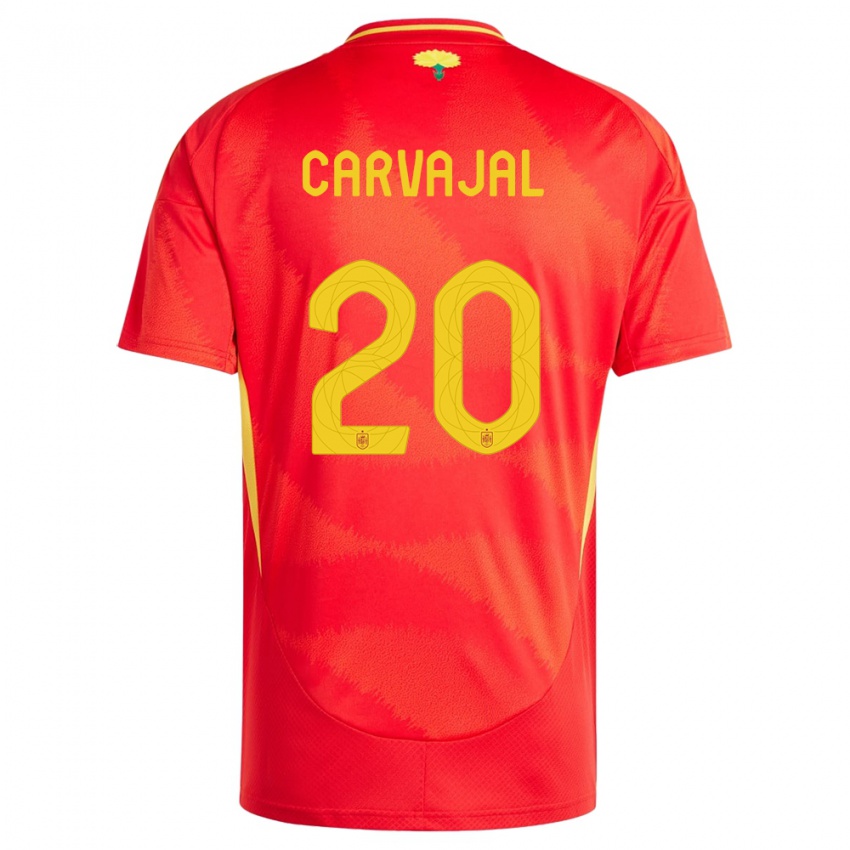 Kinderen Spanje Daniel Carvajal #20 Rood Thuisshirt Thuistenue 24-26 T-Shirt België