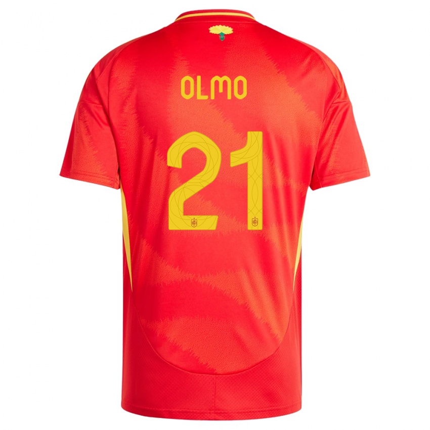 Kinder Spanien Dani Olmo #21 Rot Heimtrikot Trikot 24-26 T-Shirt Belgien