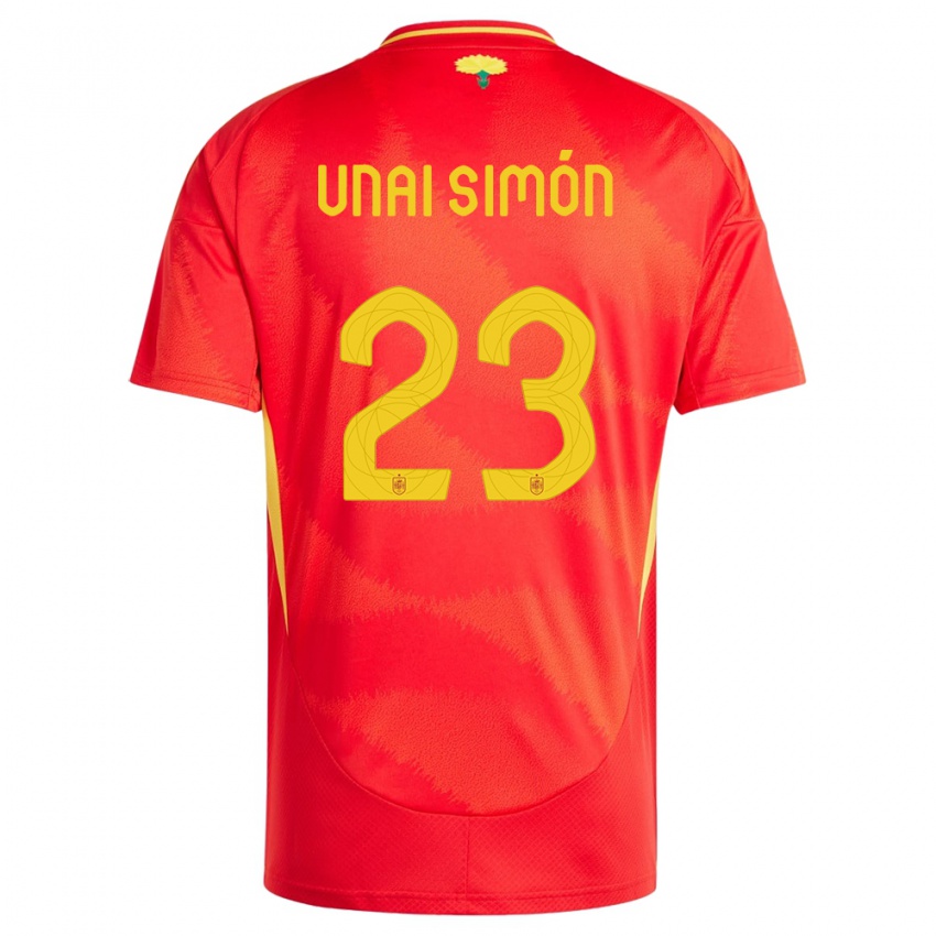 Enfant Maillot Espagne Unai Simon #23 Rouge Tenues Domicile 24-26 T-Shirt Belgique