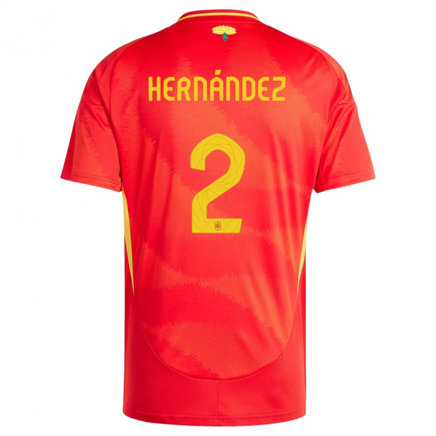 Kinder Spanien Oihane Hernandez #2 Rot Heimtrikot Trikot 24-26 T-Shirt Belgien