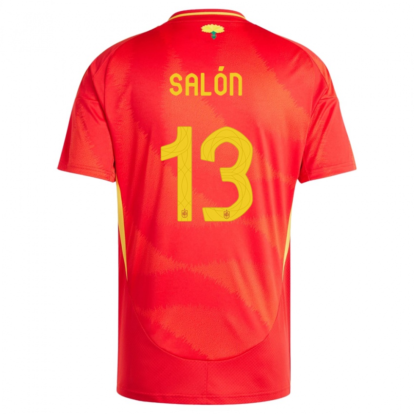 Kinder Spanien Enith Salon #13 Rot Heimtrikot Trikot 24-26 T-Shirt Belgien