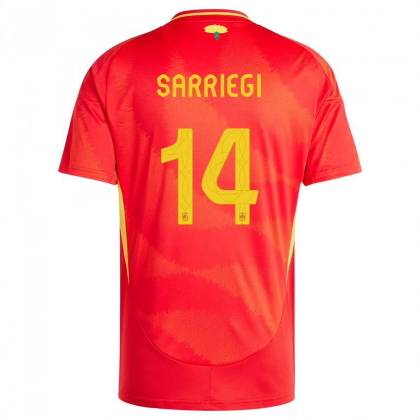 Enfant Maillot Espagne Amaiur Sarriegi #14 Rouge Tenues Domicile 24-26 T-Shirt Belgique