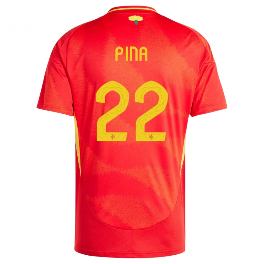 Kinder Spanien Claudia Pina #22 Rot Heimtrikot Trikot 24-26 T-Shirt Belgien