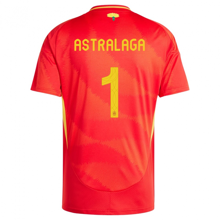 Kinder Spanien Ander Astralaga #1 Rot Heimtrikot Trikot 24-26 T-Shirt Belgien