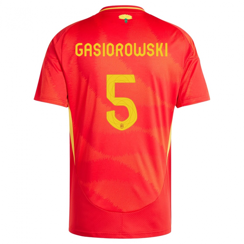 Enfant Maillot Espagne Yarek Gasiorowski #5 Rouge Tenues Domicile 24-26 T-Shirt Belgique