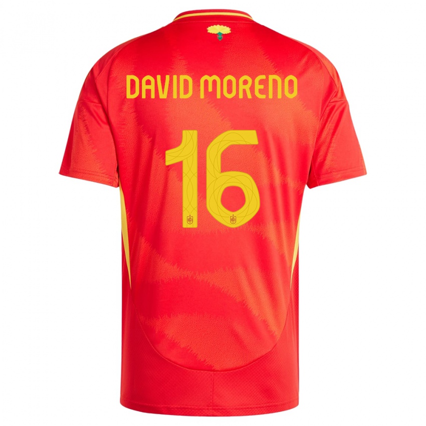 Kinder Spanien Antonio David Moreno #16 Rot Heimtrikot Trikot 24-26 T-Shirt Belgien