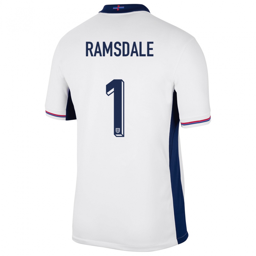 Kinderen Engeland Aaron Ramsdale #1 Wit Thuisshirt Thuistenue 24-26 T-Shirt België