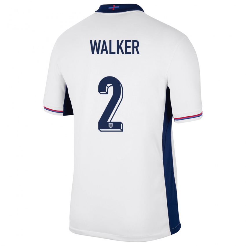 Enfant Maillot Angleterre Kyle Walker #2 Blanc Tenues Domicile 24-26 T-Shirt Belgique