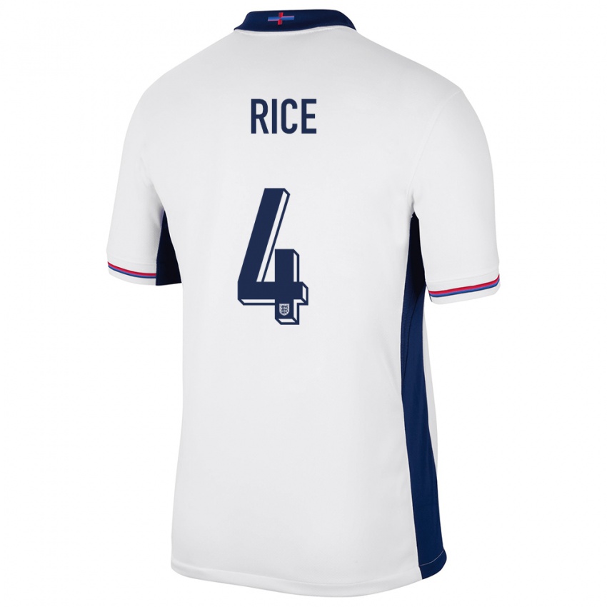 Kinder England Declan Rice #4 Weiß Heimtrikot Trikot 24-26 T-Shirt Belgien