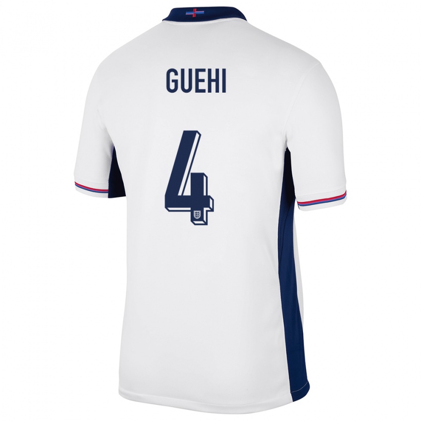 Kinder England Marc Guehi #4 Weiß Heimtrikot Trikot 24-26 T-Shirt Belgien