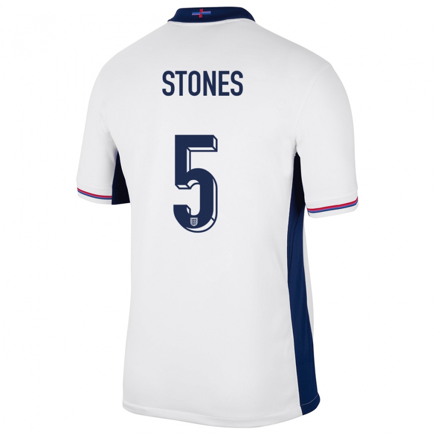 Kinder England John Stones #5 Weiß Heimtrikot Trikot 24-26 T-Shirt Belgien