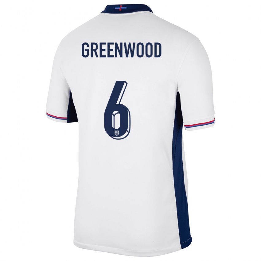 Kinder England Alex Greenwood #6 Weiß Heimtrikot Trikot 24-26 T-Shirt Belgien