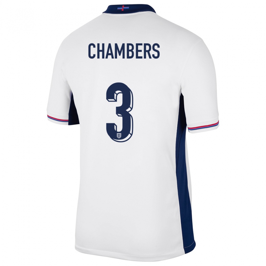 Kinder England Luke Chambers #3 Weiß Heimtrikot Trikot 24-26 T-Shirt Belgien