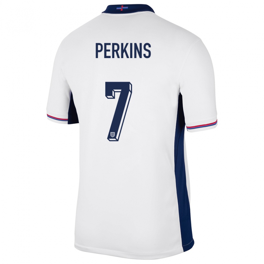 Kinder England Sonny Perkins #7 Weiß Heimtrikot Trikot 24-26 T-Shirt Belgien