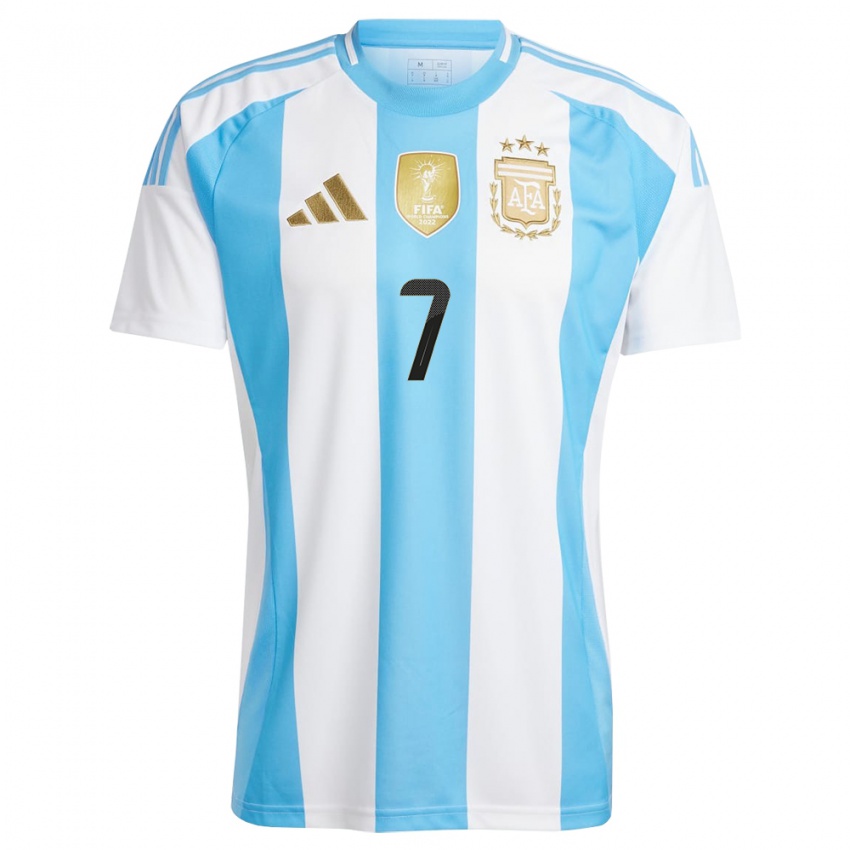 Kinder Argentinien Mateo Sanabria #7 Weiß Blau Heimtrikot Trikot 24-26 T-Shirt Belgien