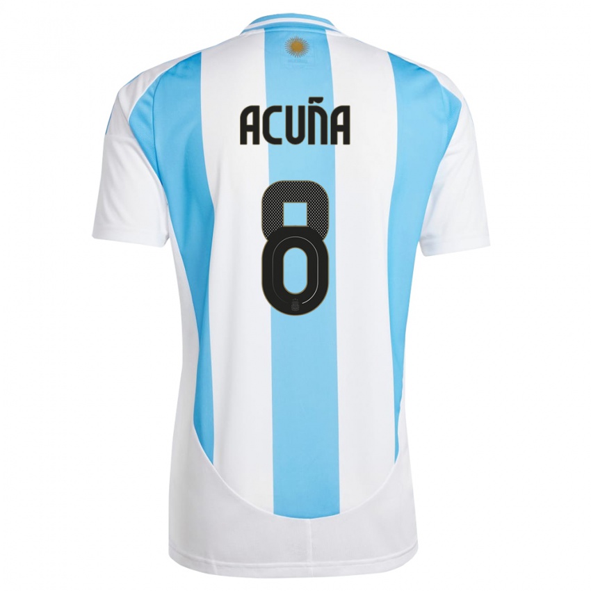 Kinder Argentinien Marcos Acuna #8 Weiß Blau Heimtrikot Trikot 24-26 T-Shirt Belgien
