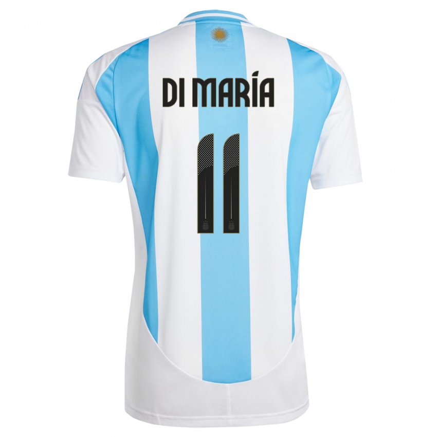 Kinder Argentinien Angel Di Maria #11 Weiß Blau Heimtrikot Trikot 24-26 T-Shirt Belgien
