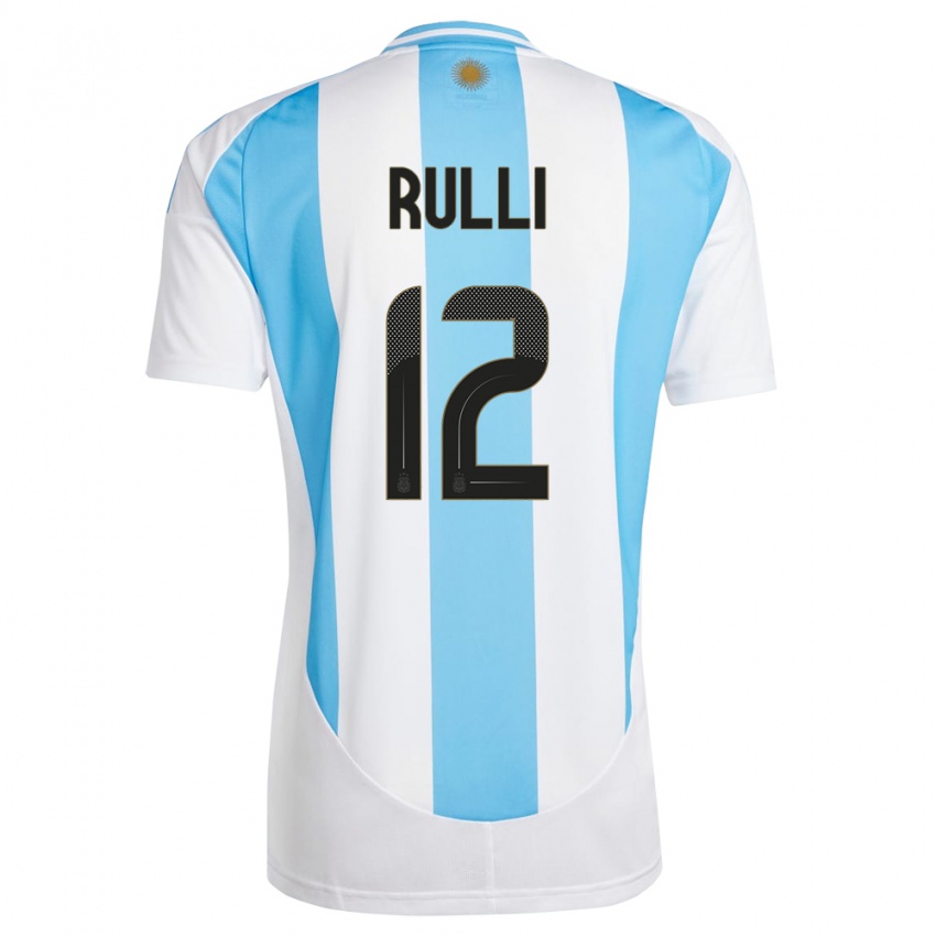 Kinder Argentinien Geronimo Rulli #12 Weiß Blau Heimtrikot Trikot 24-26 T-Shirt Belgien
