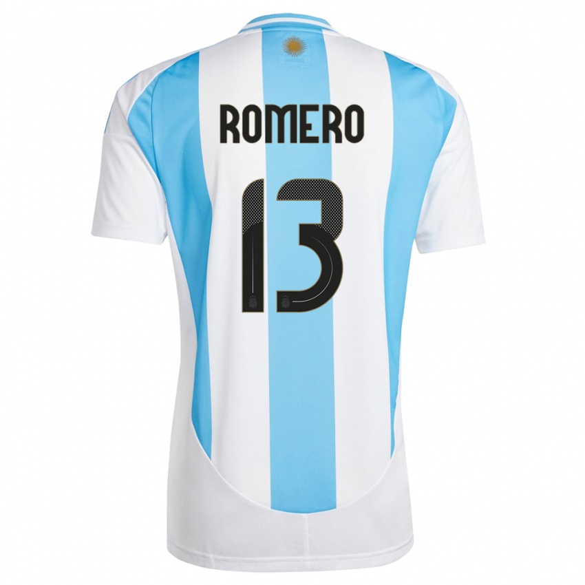 Enfant Maillot Argentine Cristian Romero #13 Blanc Bleu Tenues Domicile 24-26 T-Shirt Belgique
