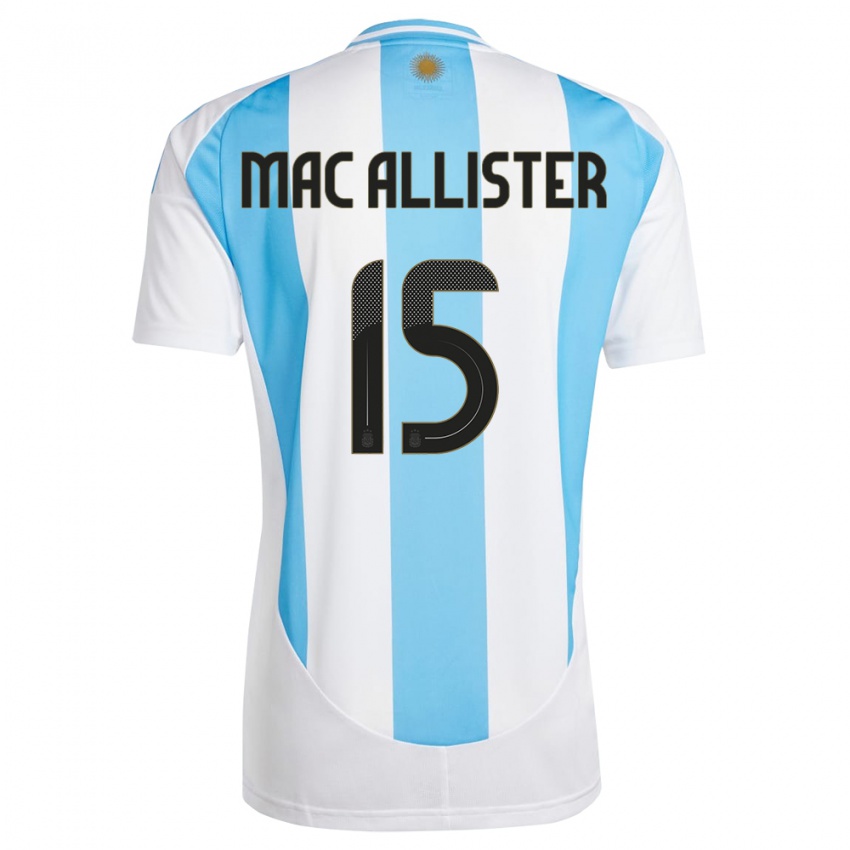 Enfant Maillot Argentine Alexis Mac Allister #15 Blanc Bleu Tenues Domicile 24-26 T-Shirt Belgique