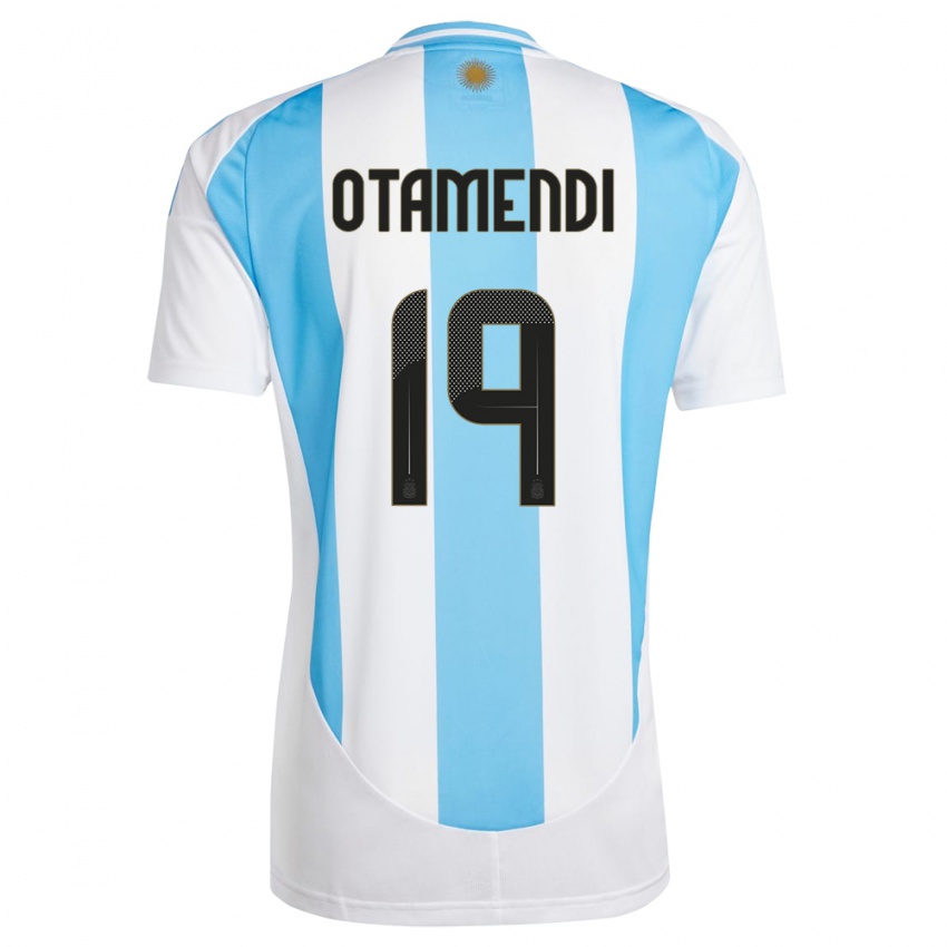 Kinderen Argentinië Nicolas Otamendi #19 Wit Blauw Thuisshirt Thuistenue 24-26 T-Shirt België