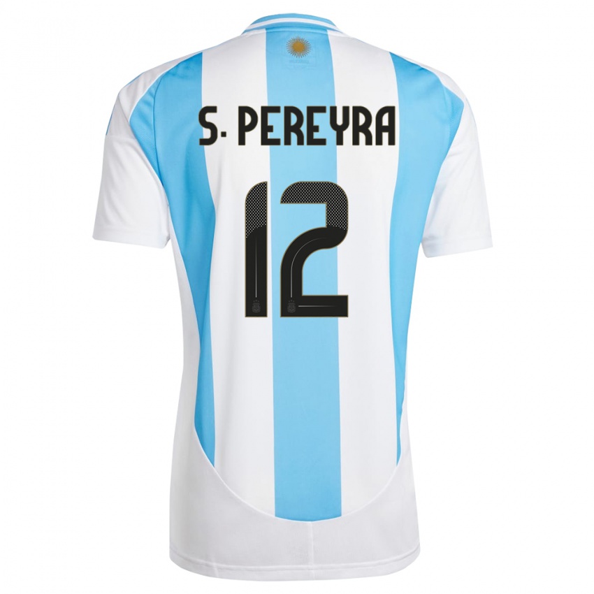Kinder Argentinien Solana Pereyra #12 Weiß Blau Heimtrikot Trikot 24-26 T-Shirt Belgien