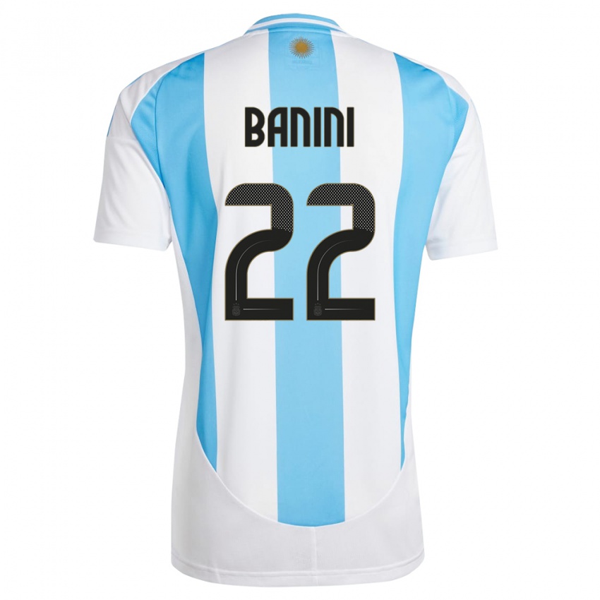 Enfant Maillot Argentine Estefania Banini #22 Blanc Bleu Tenues Domicile 24-26 T-Shirt Belgique